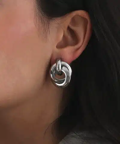 clips d'oreilles torsadés argenté bijoux créateur waterproof ultra résistants fabrication française et responsable Caprice Paris