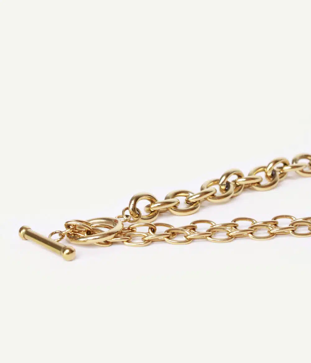 collier chaine jeu de mailles acier inoxydable doré à l'or fin bijoux waterproof caprice paris