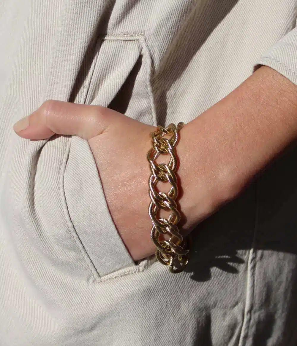 bracelet chaine maille XL acier inoxydable doré à l'or fin style vintage bijoux waterproof hypoallergénique fabrication artisanale caprice paris