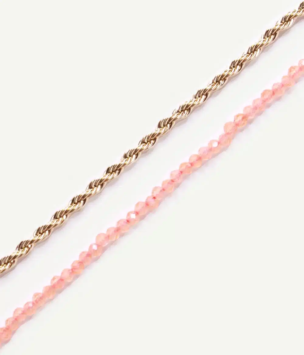 collier créateur fin double chaine perles couleur bijoux waterproof hypoallergéniques caprice paris