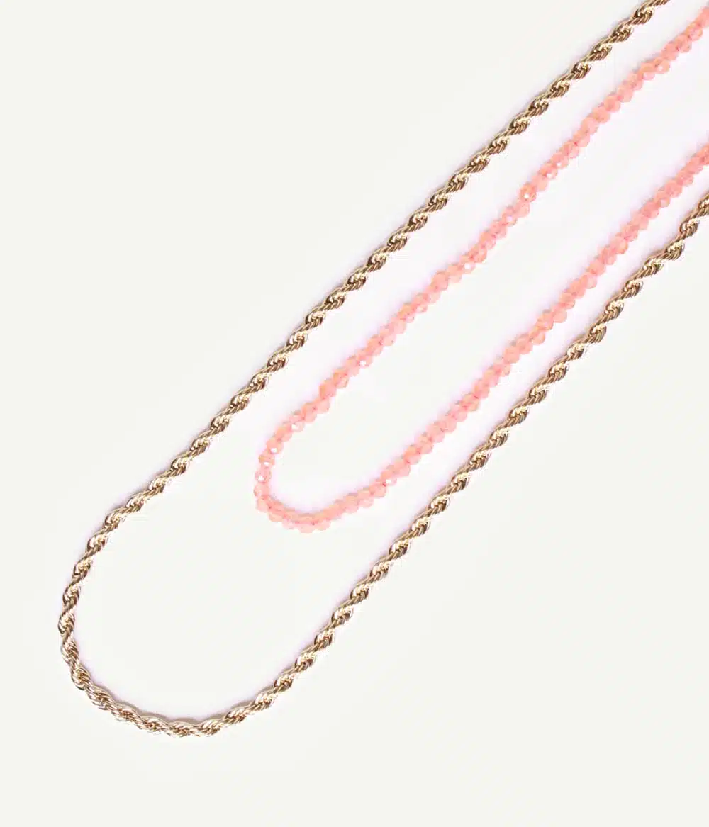 collier créateur fin double chaine perles couleur bijoux waterproof hypoallergéniques caprice paris faits main en france