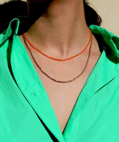 collier doré fin double chaine perles couleur bijoux créateur waterproof hypoallergéniques fabrication française et responsable caprice paris