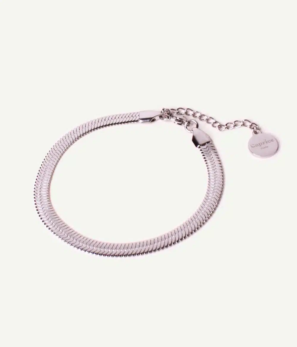 bracelet maille miroir large acier inoxydable argenté bijoux waterproof résistant hypoallergénique caprice paris