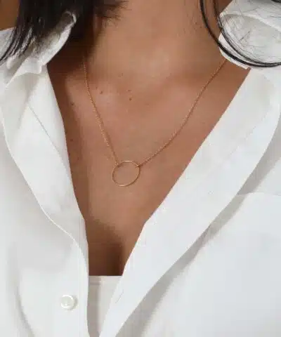 collier fin à pendentif cercle doré bijoux créateur waterproof résistants caprice paris qualité durabilité
