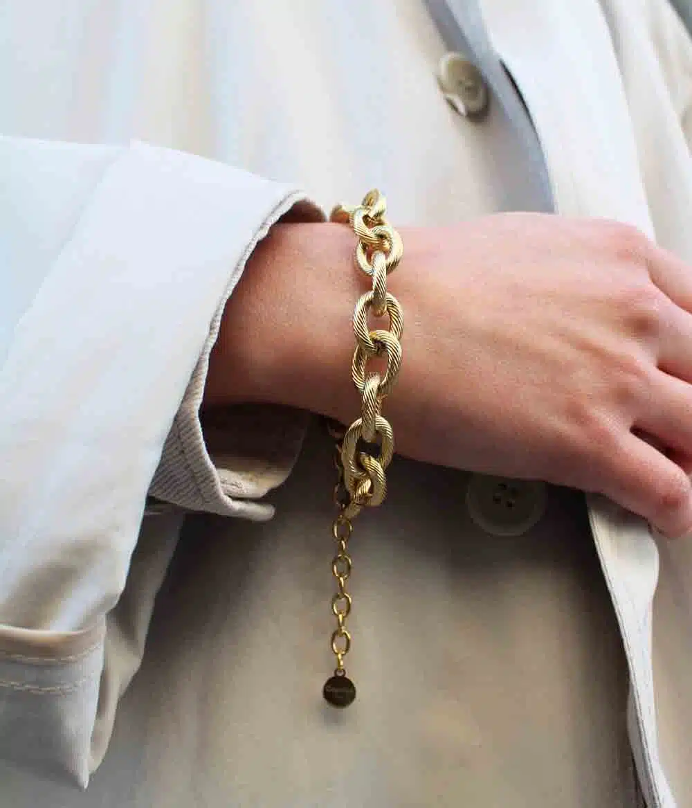 bracelet chaine extralarge acier inoxydable doré à l'or fin bijoux créateur qualité durabilité caprice paris