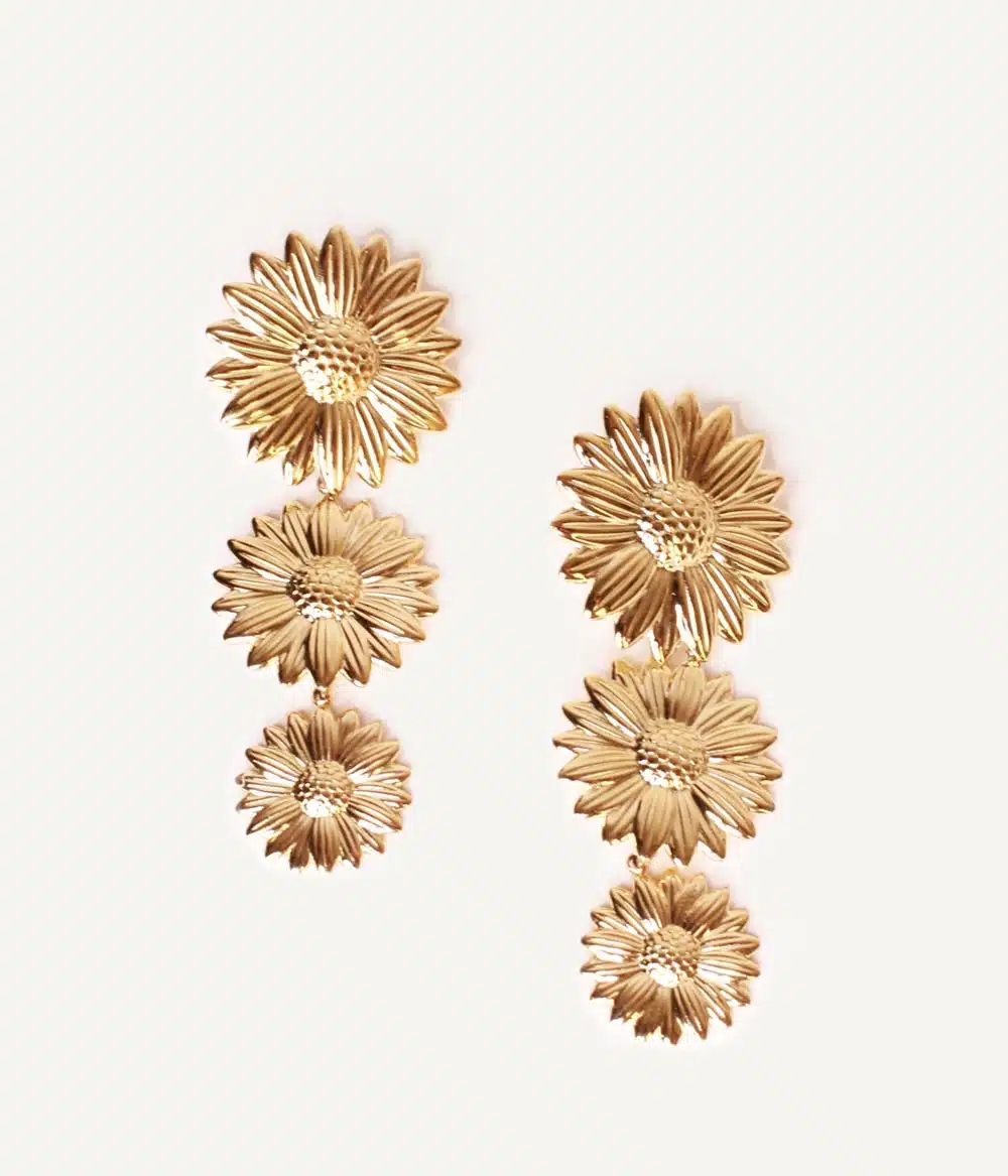 boucles d'oreilles à pendants fleur marguerite intemporelles bijoux créateur waterproof hypoallergéniques faits main en france caprice paris