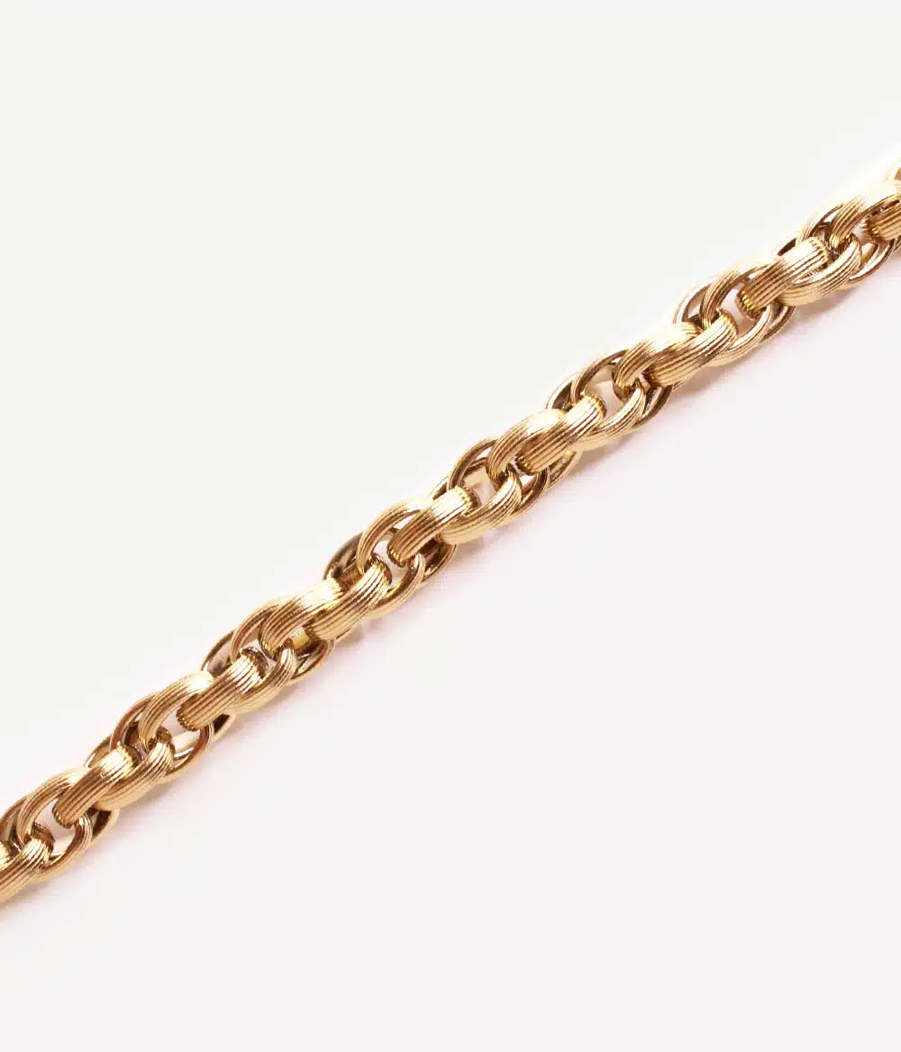 bracelet chaine large torsadée acier inoxydable doré à l'or fin bijoux créateur waterproof hypoallergéniques made in france caprice paris