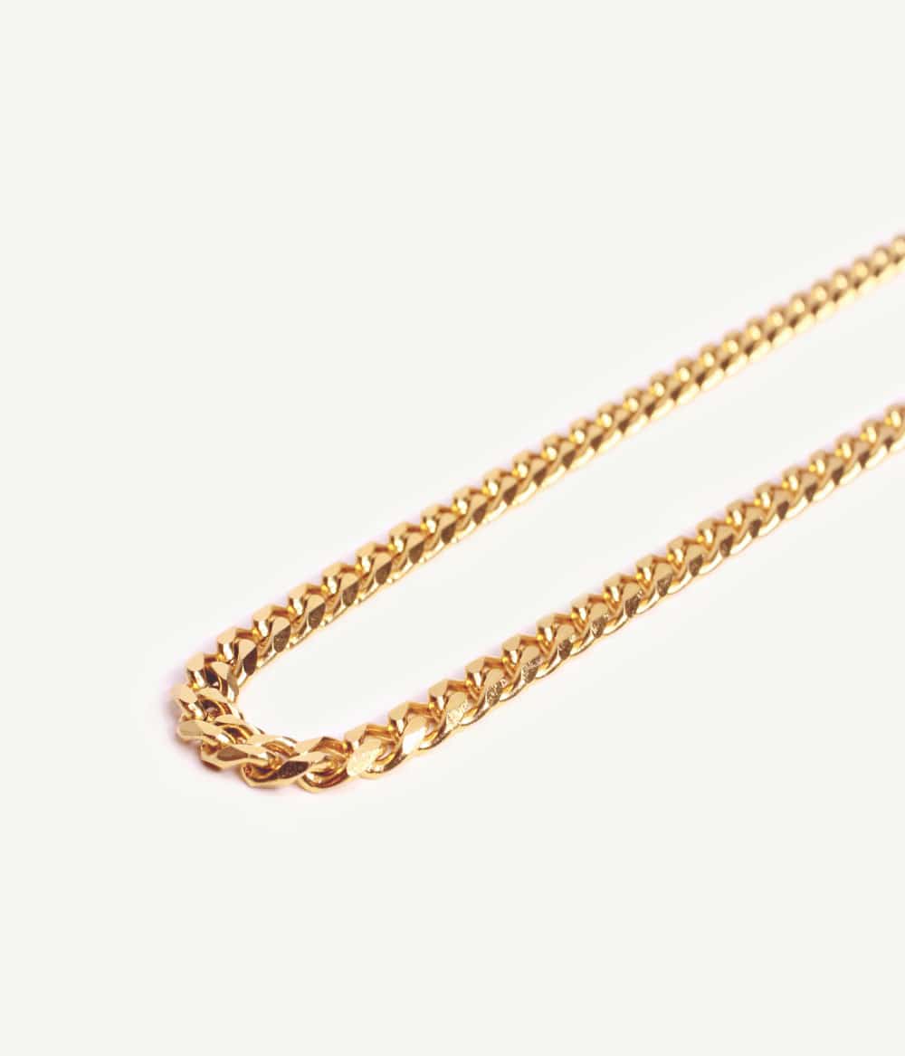 collier chaine cubaine acier inoxydable doré à l'or fin unisexe résistent à l'eau et au temps fabrication française et responsable caprice paris