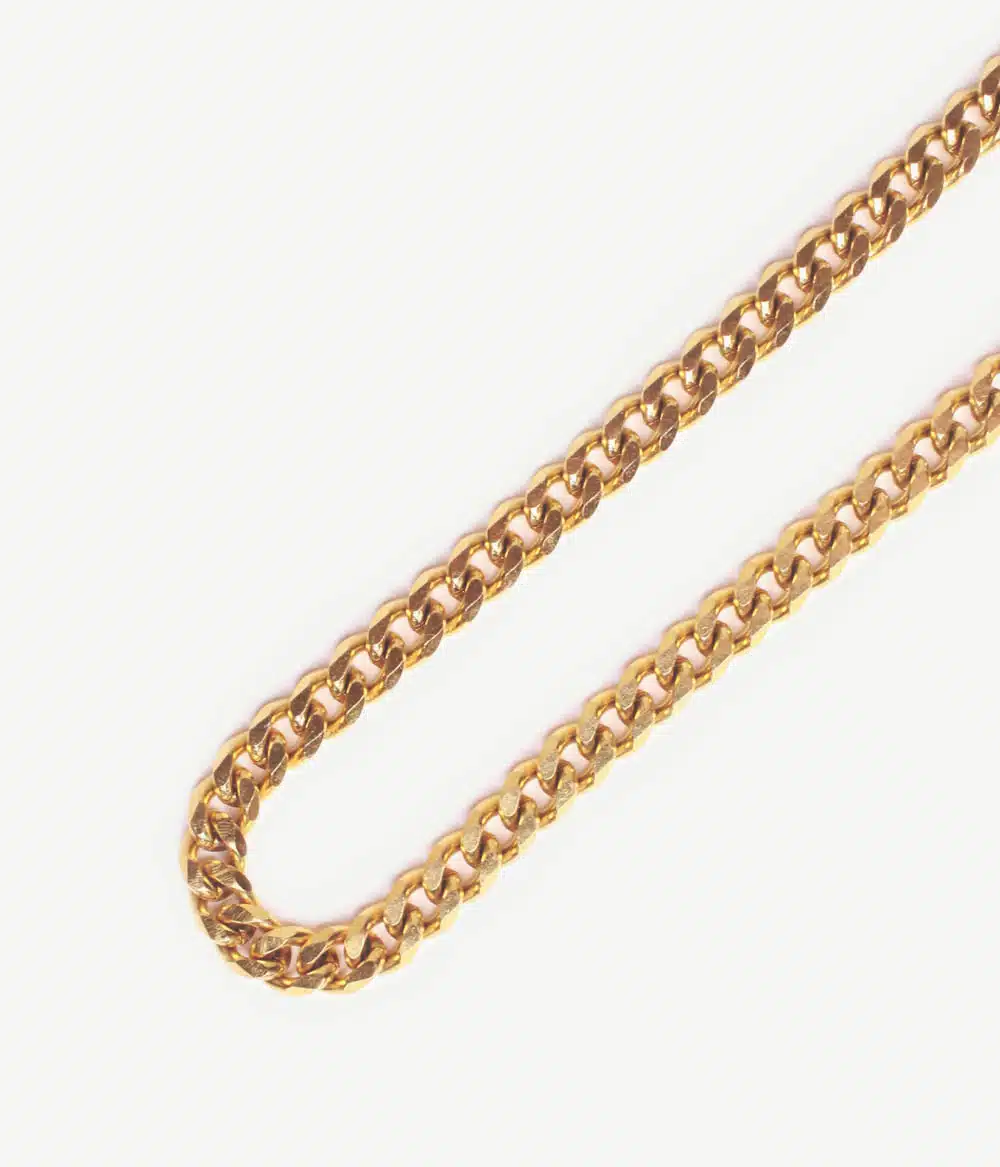 collier chaine cubaine acier inoxydable doré à l'or unisexe intemporel bijoux waterproof hypoallergéniques résistants caprice paris