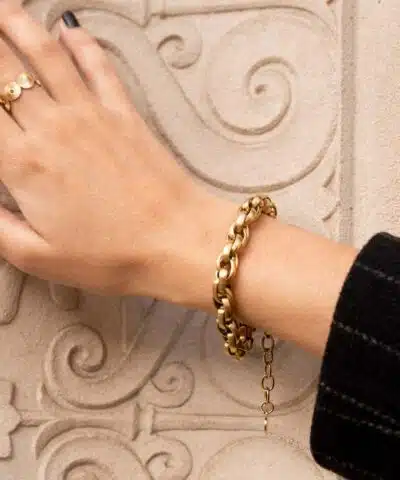 duo bague et bracelet créateur intemporels acier inoxydable doré à l'or fin bijoux waterproof hypoallergéniques faits main en France Caprice Paris