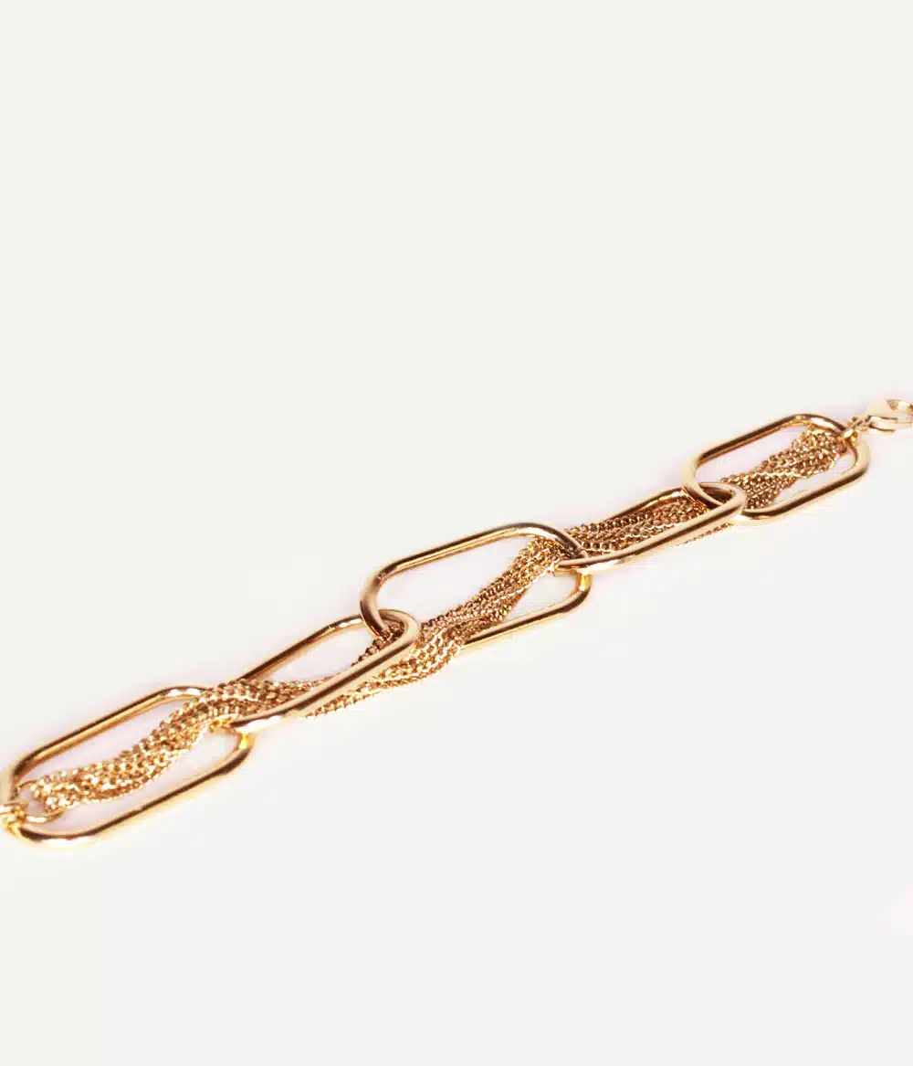 bracelet chaîne extralarge style rock glamour acier inoxydable doré à l'or fin bijoux créateur waterproof durables résistants hypoallergéniques Caprice Paris