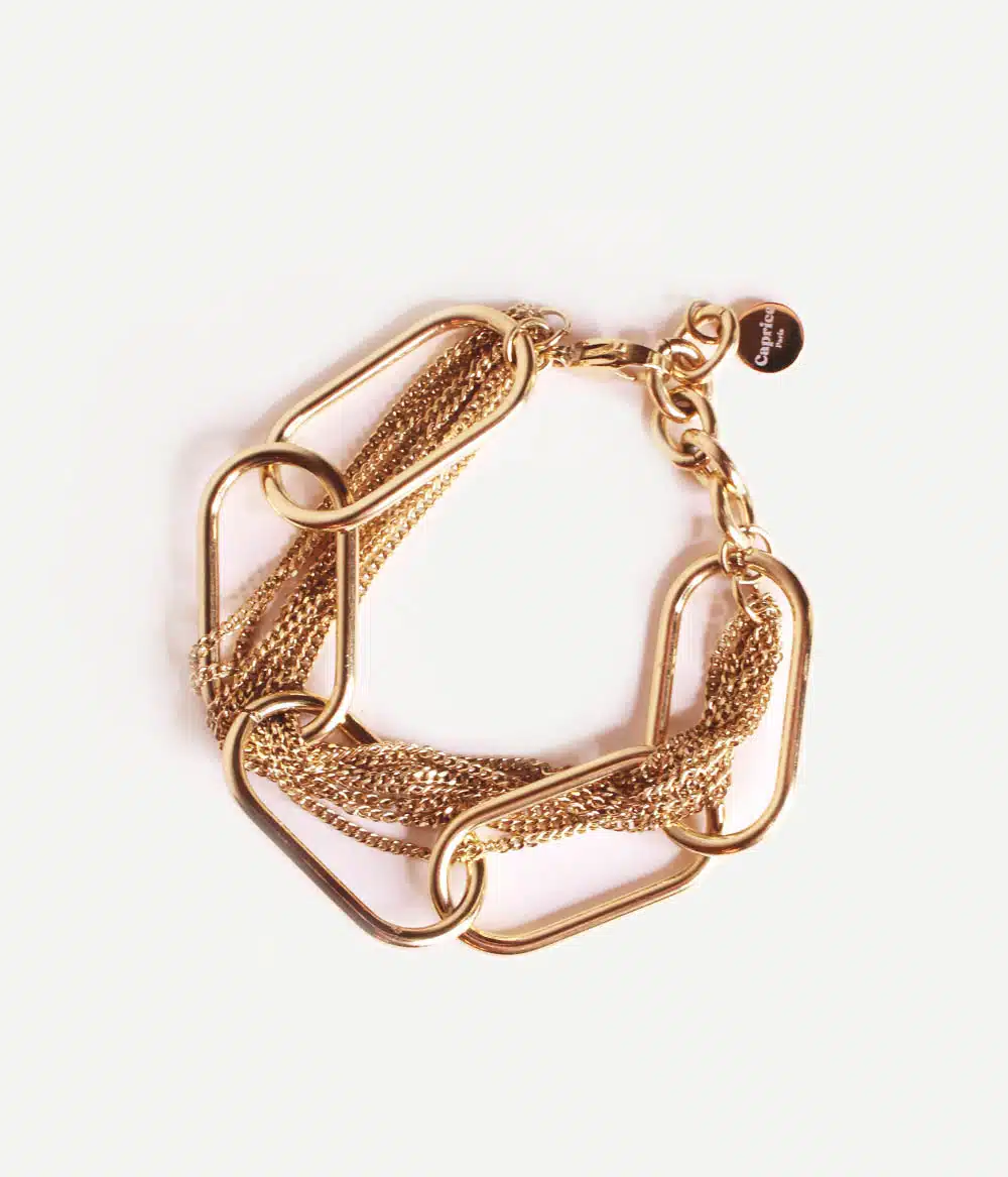 bracelet chaîne extralarge style rock glamour acier inoxydable doré à l'or fin bijoux durables résistants fabrication française et responsable Caprice Paris