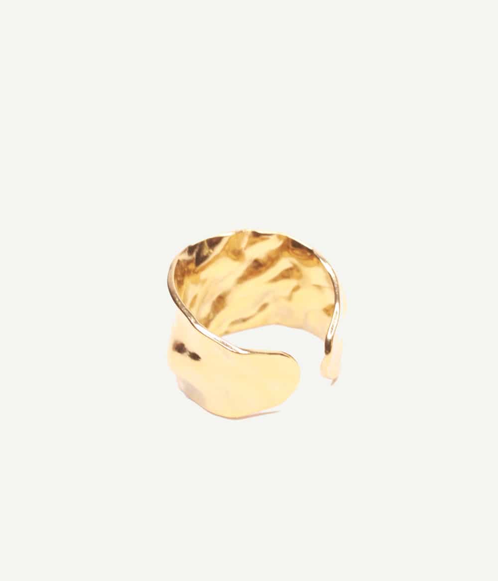 Bague Alba en acier inoxydable doré à l’or fin – vue arrière – Caprice Paris