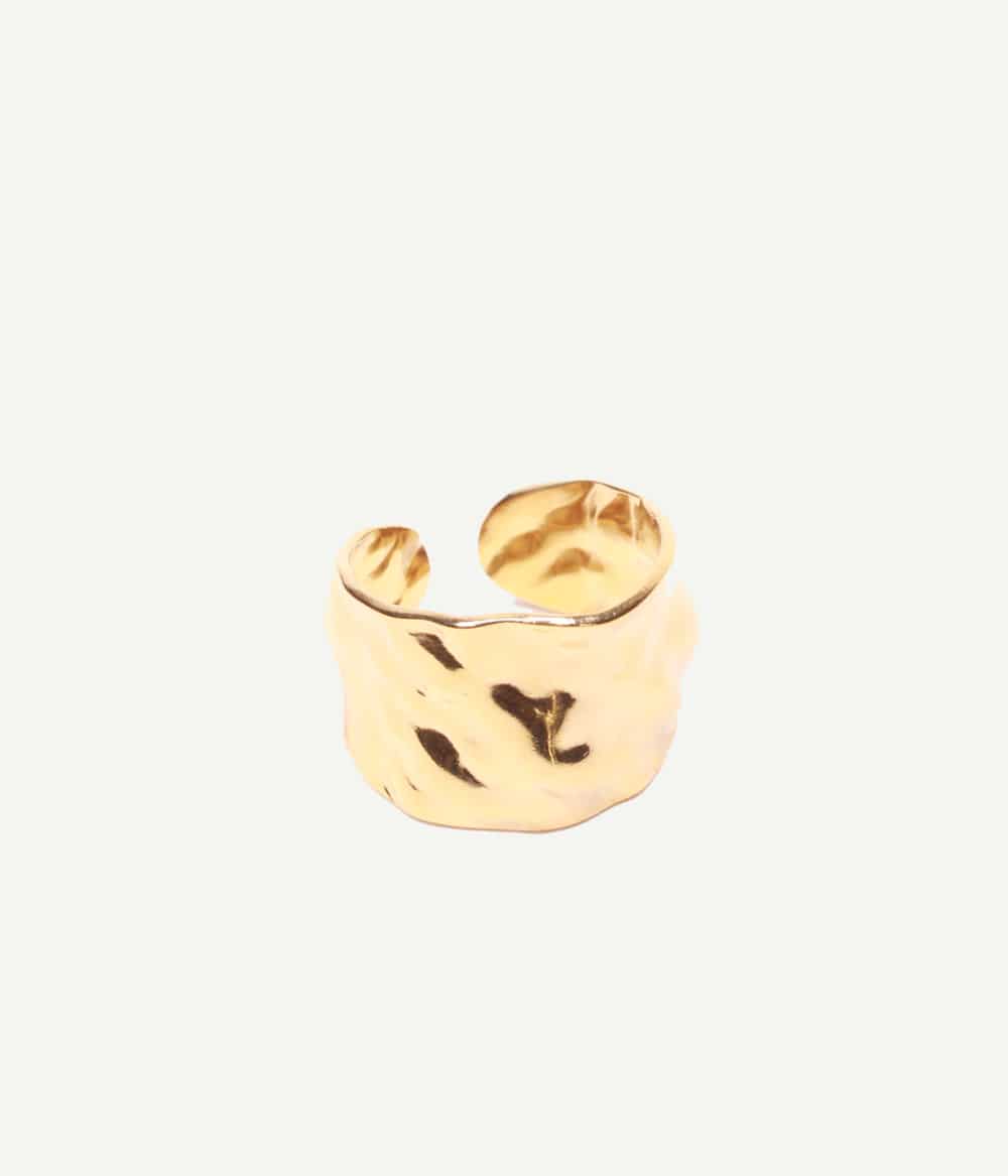 Bague Alba large dorée ajustable – vue de profil – Caprice Paris
