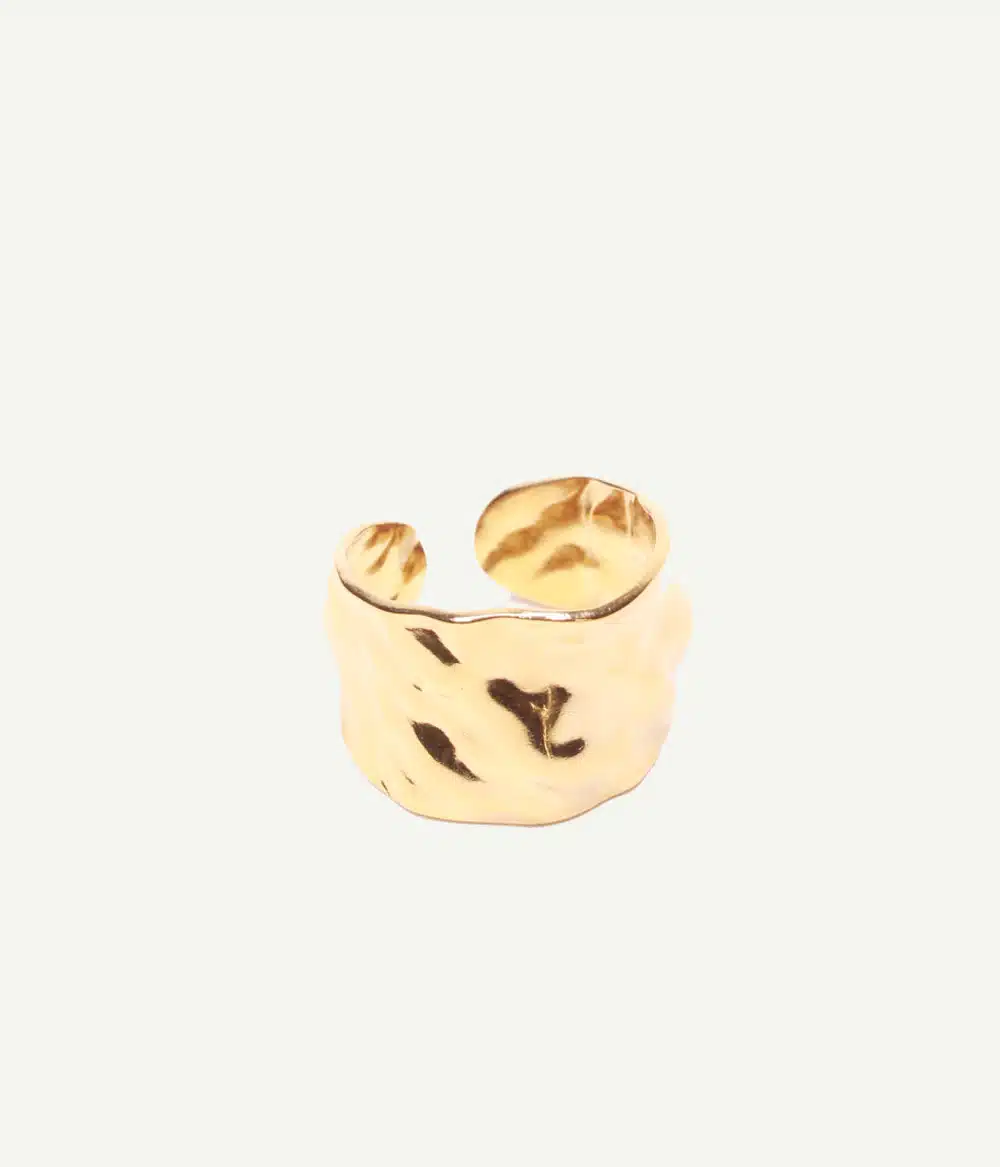 Caprice Paris Bijoux créateur Bague Alba Bague Alba large dorée ajustable – vue de profil – Caprice Paris