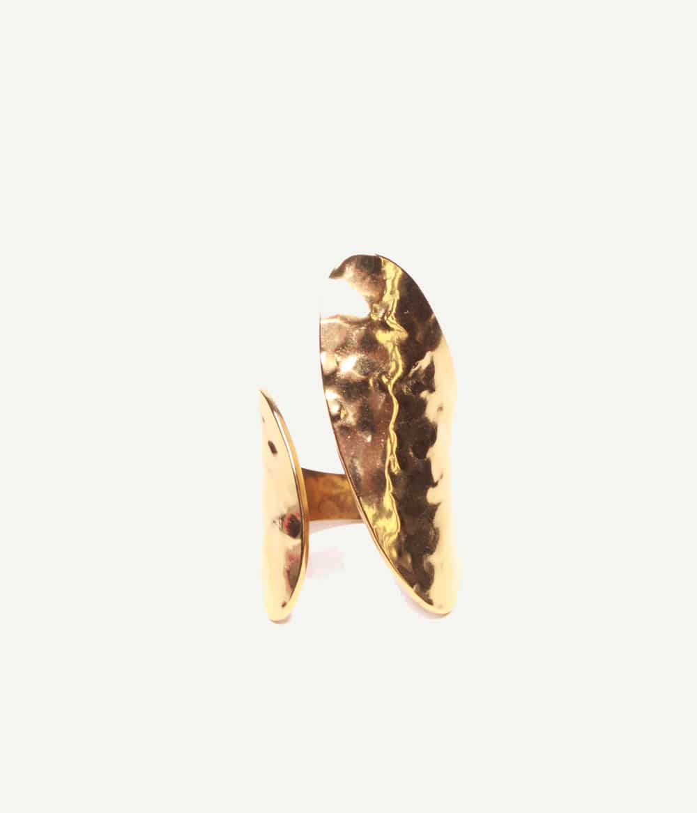 Bague Dalia sculpturale dorée – vue de face | Caprice Paris