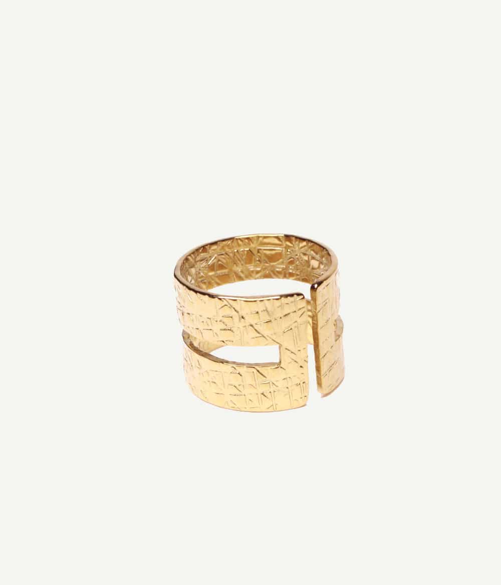 Caprice Paris Bijoux créateur Bague Elia 2 Bague Elia dorée à double bande – vue arrière | Caprice Paris