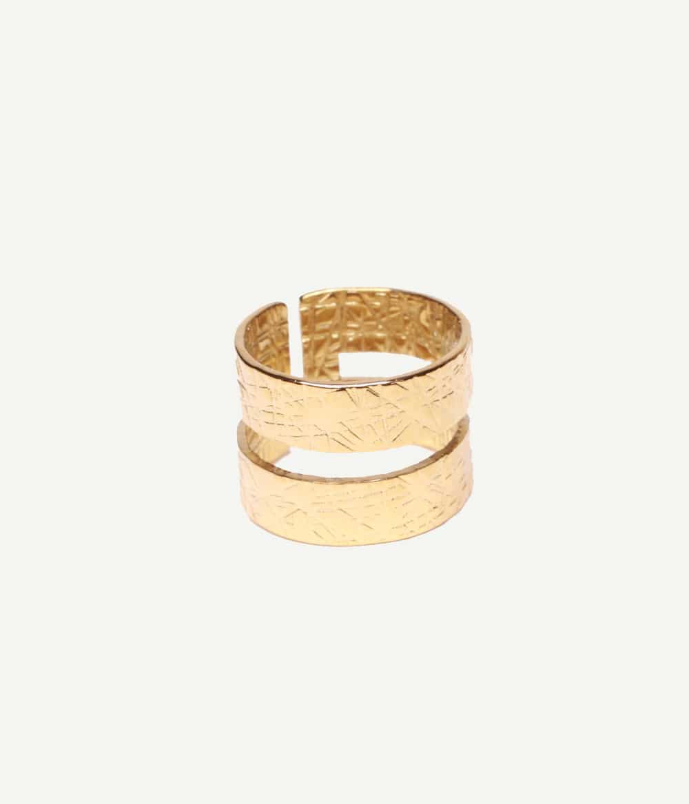 Caprice Paris Bijoux créateur Bague Elia Bague Elia en acier inoxydable doré – vue de profil | Caprice Paris