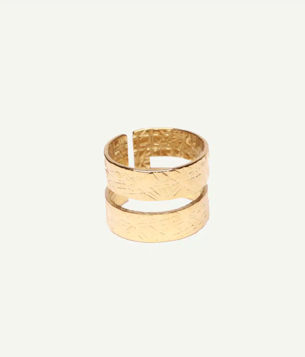 Bague Elia en acier inoxydable doré – vue de profil | Caprice Paris
