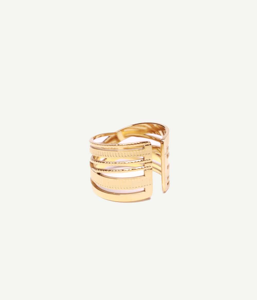 Bague Gia en acier inoxydable doré – vue arrière | Caprice Paris