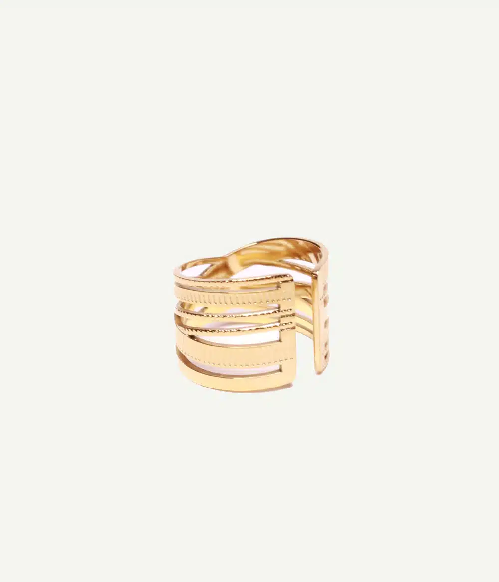 Bague Gia en acier inoxydable doré – vue arrière | Caprice Paris