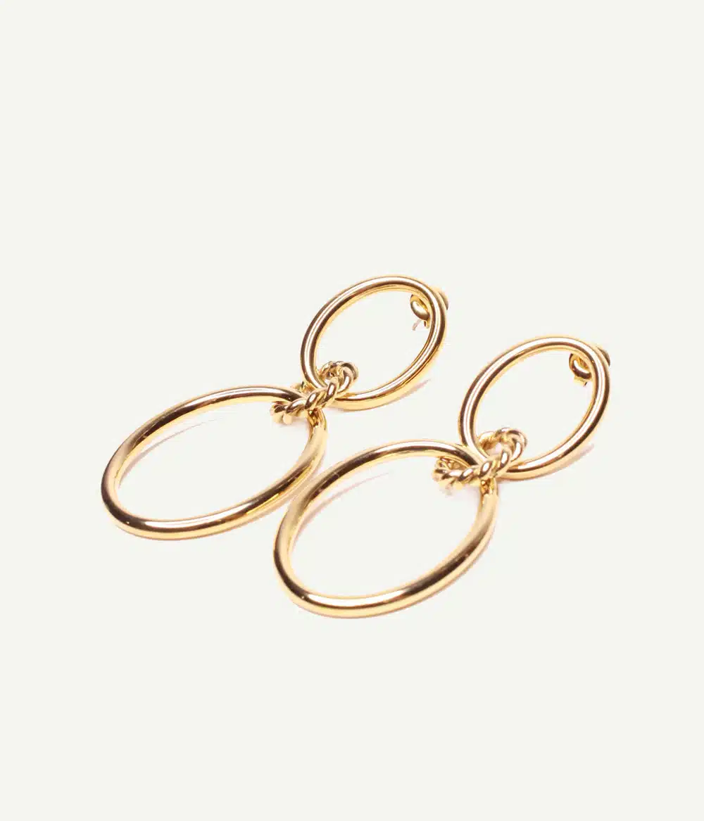 Boucles d’oreilles Alba à anneaux ovales – vue de profil | Caprice Paris