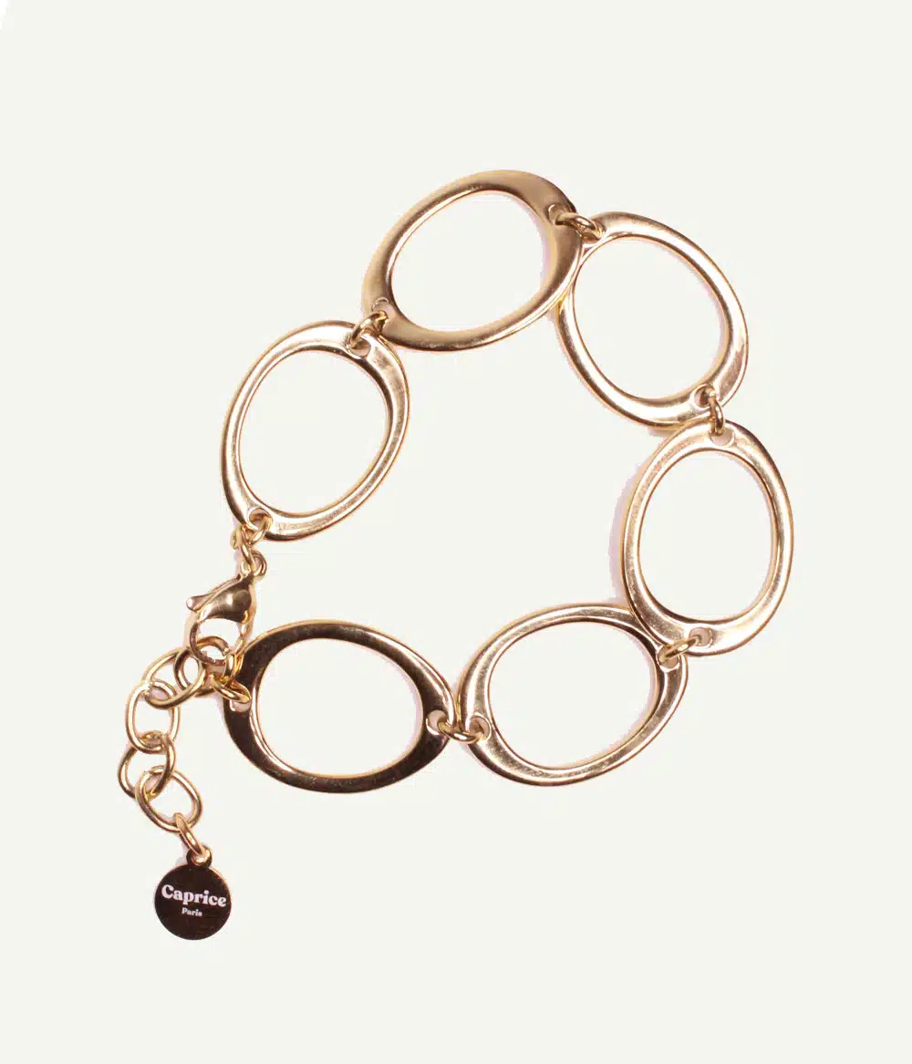Bracelet Alba à grands maillons ovales dorés – vue entière