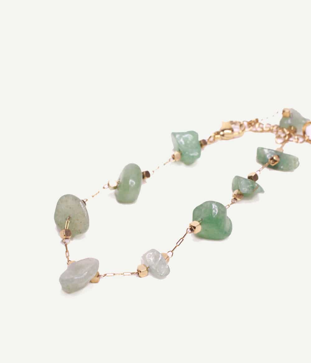Bracelet Calypso – détail des pierres naturelles en aventurine verte