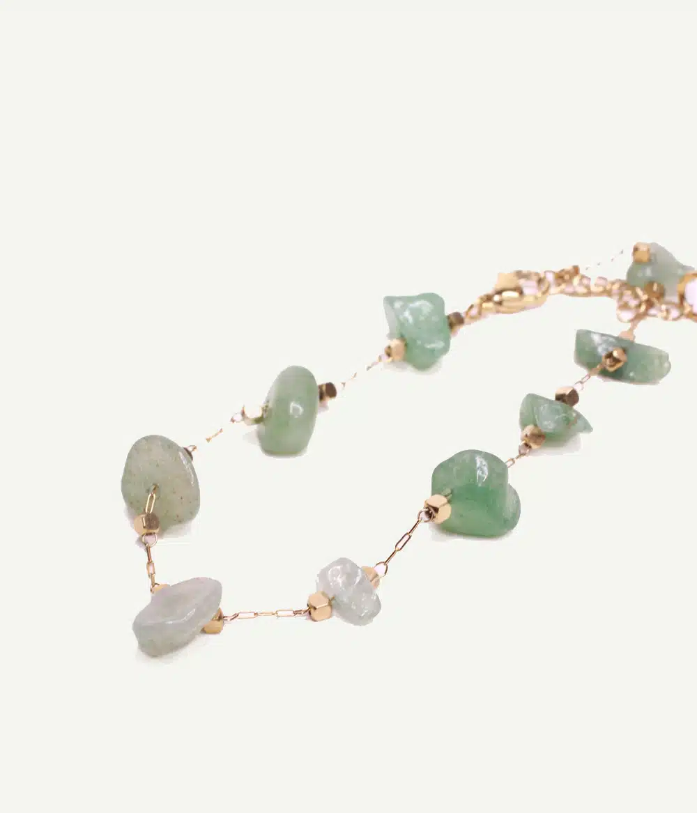 Bracelet Calypso – détail des pierres naturelles en aventurine verte