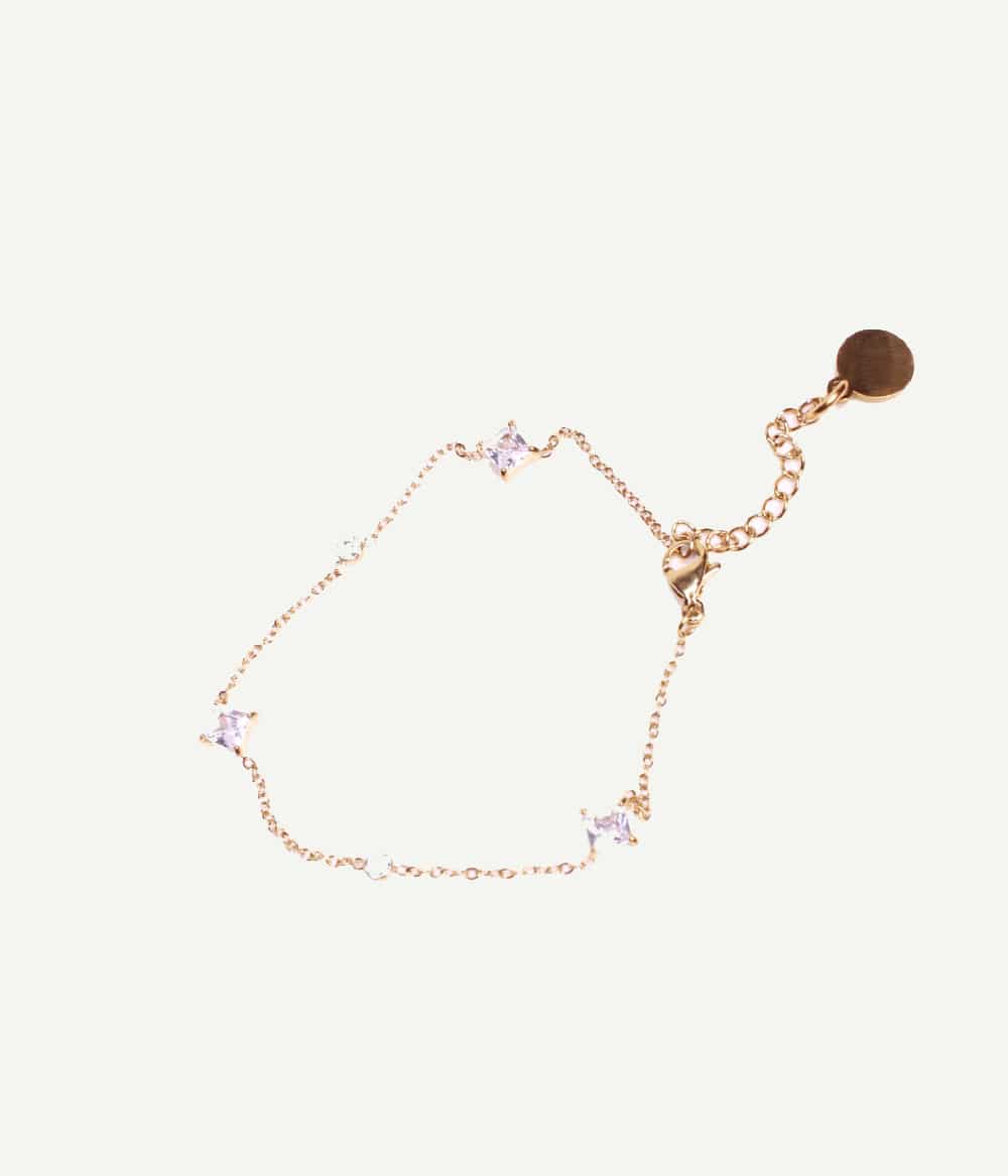 Caprice Paris Bijoux créateur Bracelet Chiara 2 Bracelet Chiara doré – vue entière avec fermoir et chaîne réglable