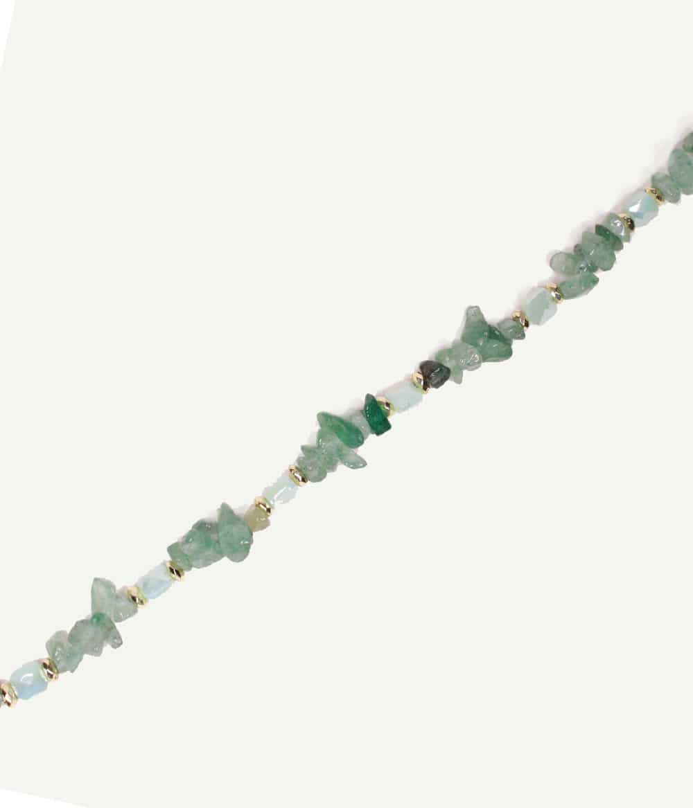 Collier Calypso en aventurine verte naturelle et détails dorés