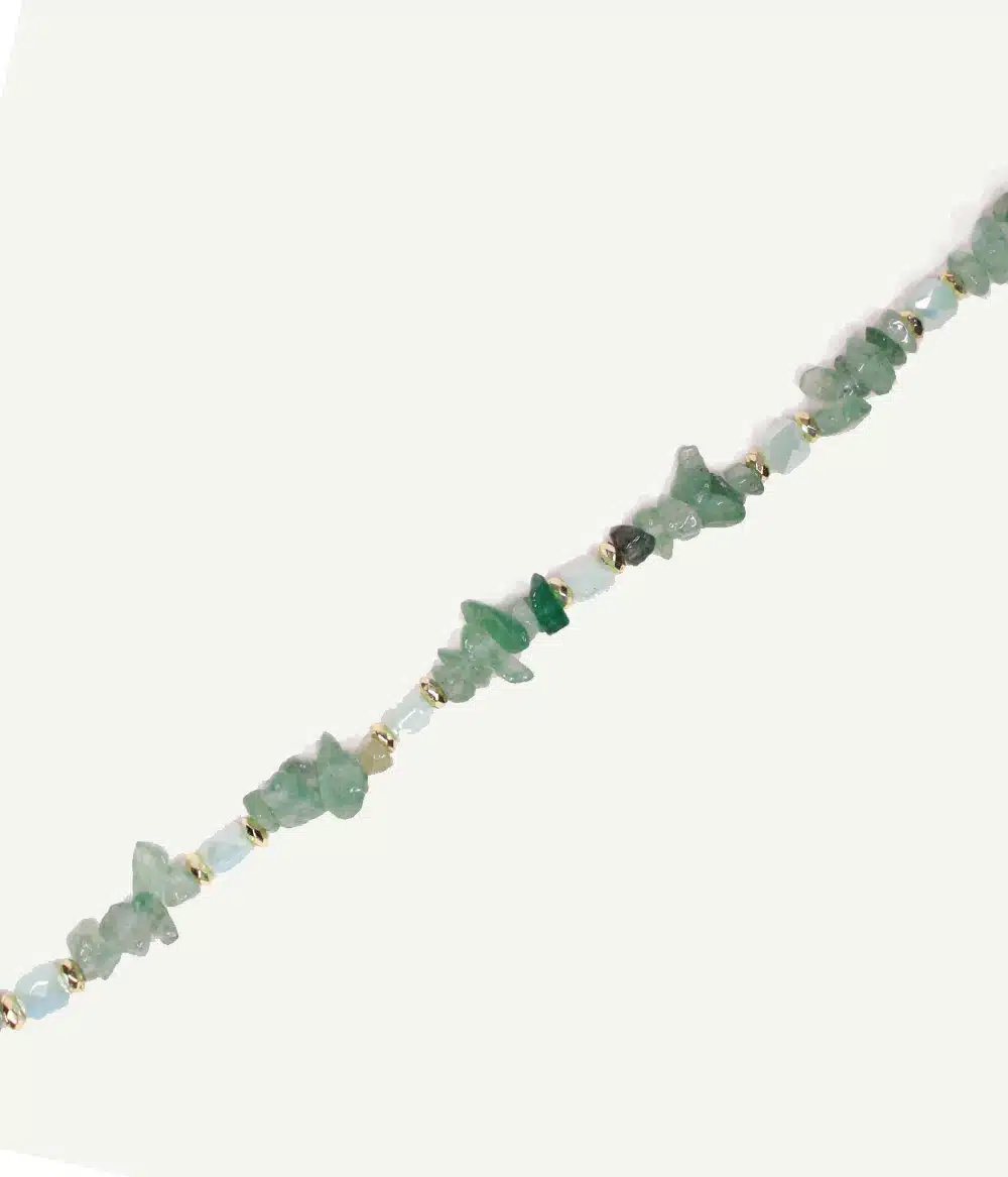 Collier Calypso en aventurine verte naturelle et détails dorés