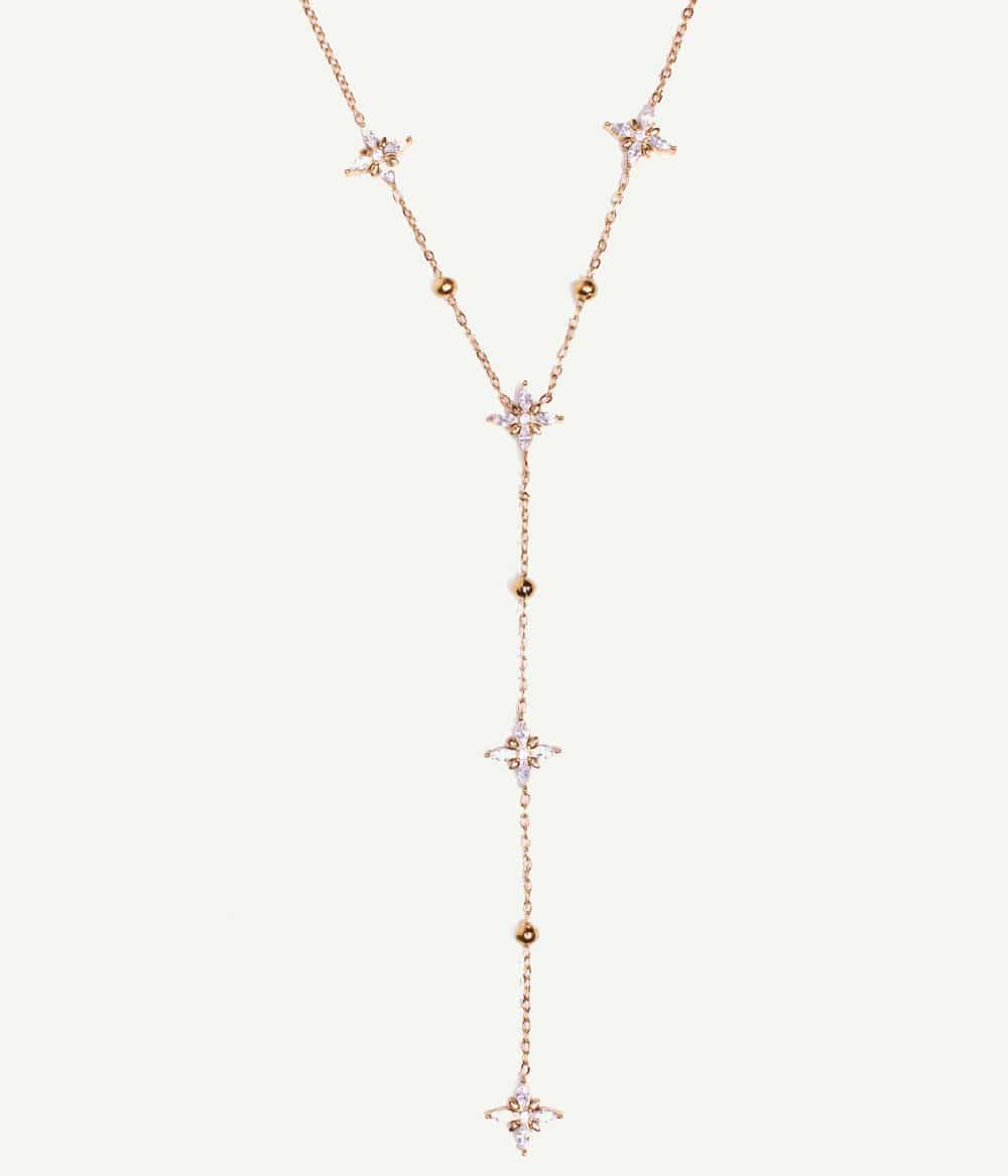 Collier Chiara doré à strass – collier cravate avec pendant