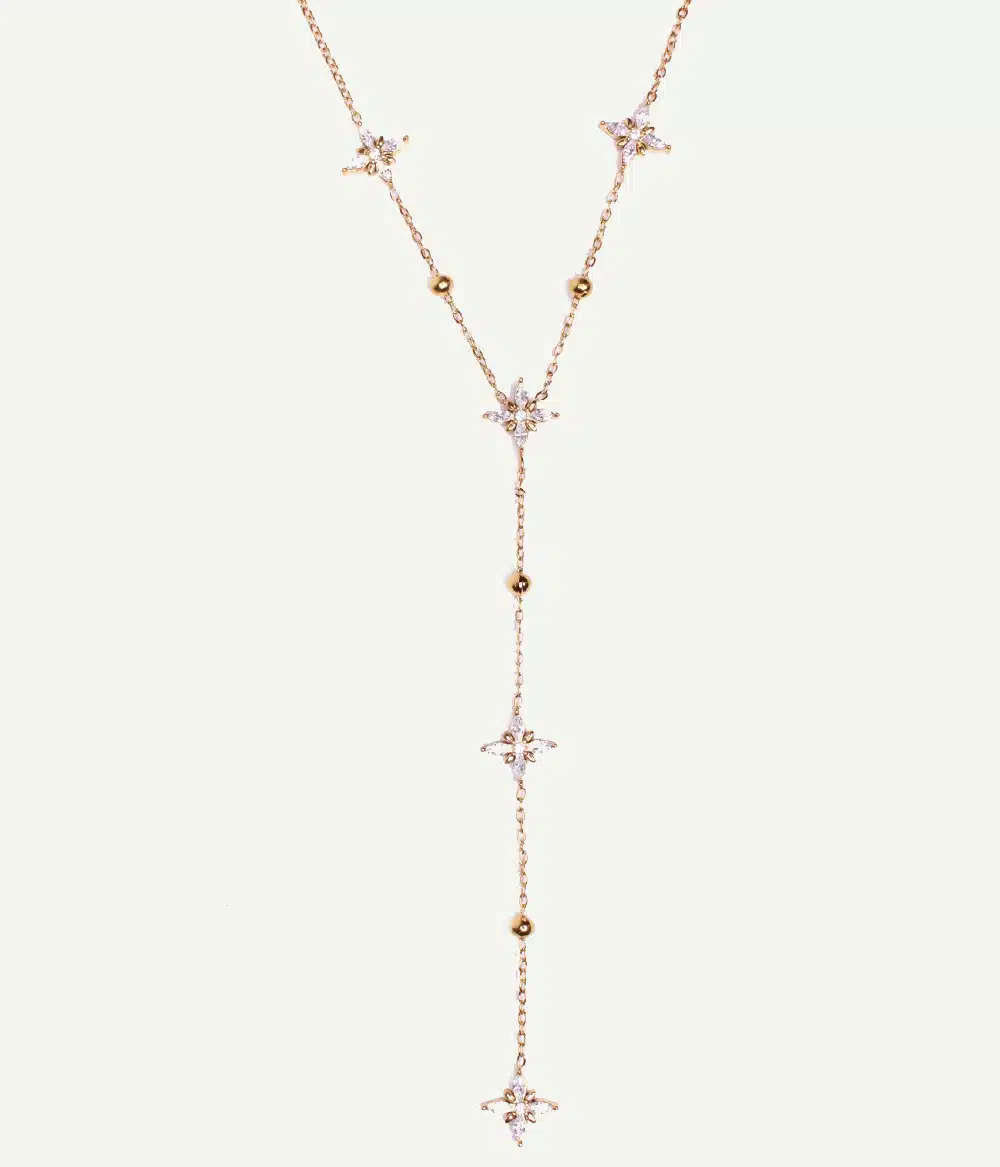 Collier Chiara doré à strass – collier cravate avec pendant