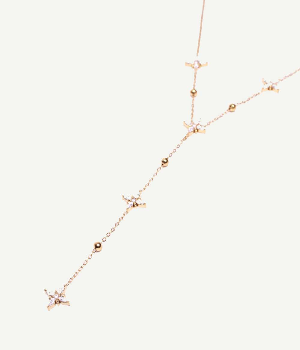 Collier Chiara – collier créateur doré à motifs floraux en strass