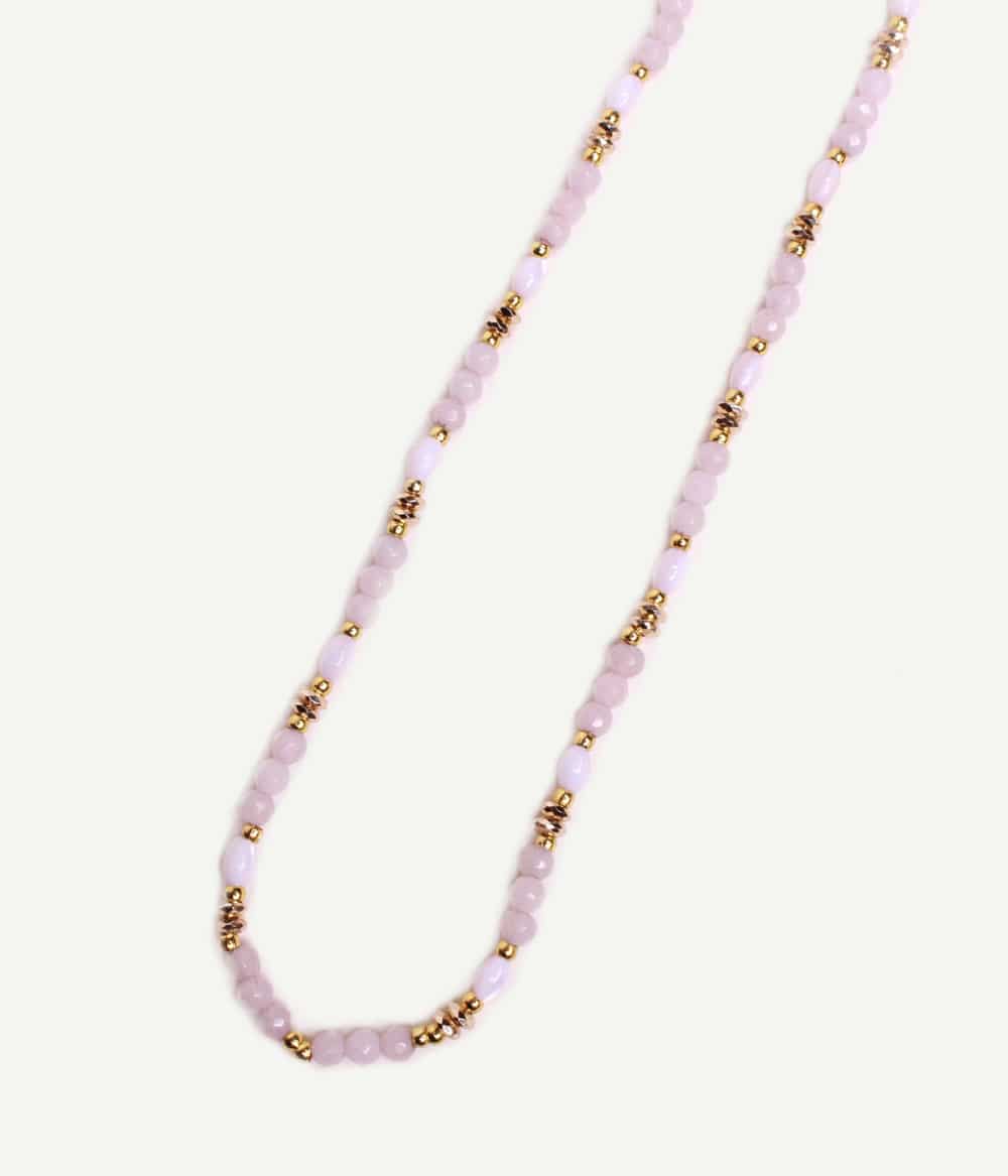 Collier Gia Nude – collier en perles de rocaille nude et dorées