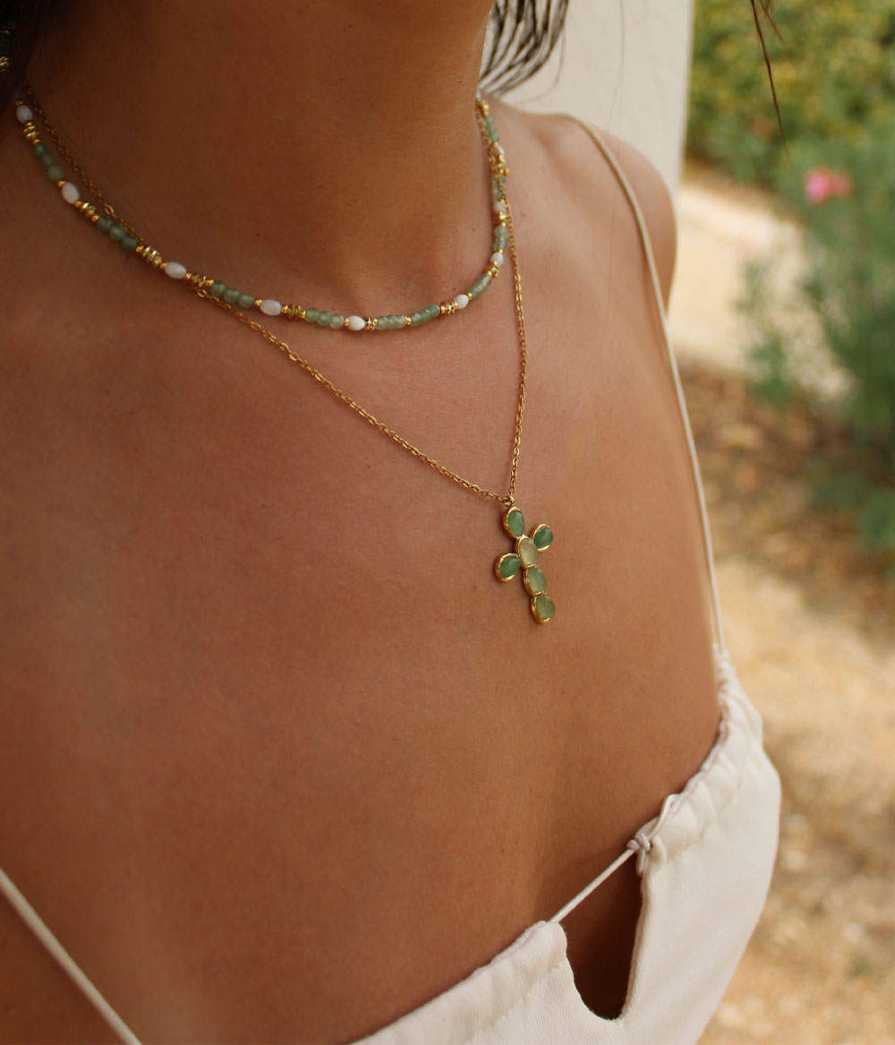 Caprice Paris Bijoux créateur Colliers Gia et Allegra Vert 1