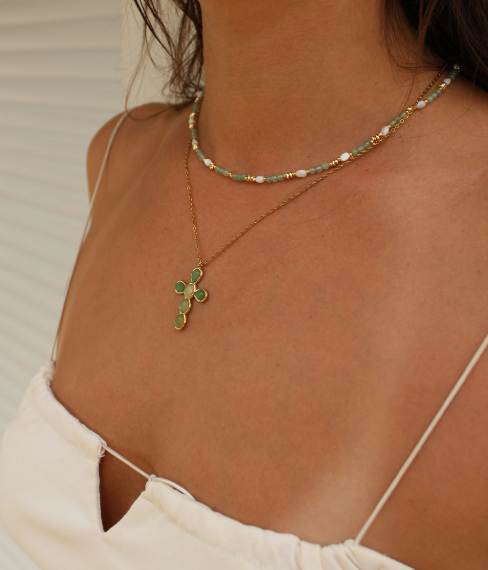 Caprice Paris Bijoux créateur Colliers Gia et Allegra Vert